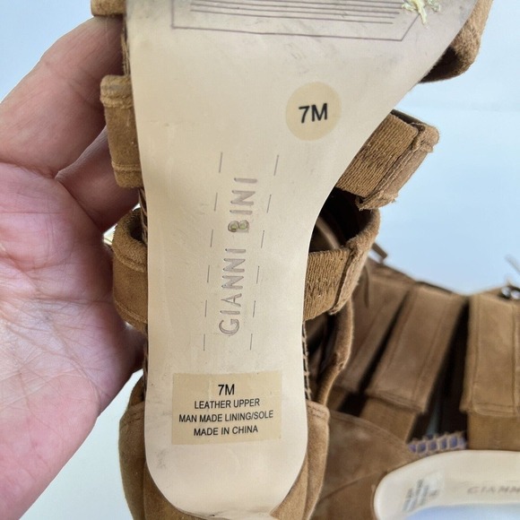 Gianni Bini Heels Boots Saleemah Womens size 7 Desert Brown Fringe open toe - Picture 9 of 9